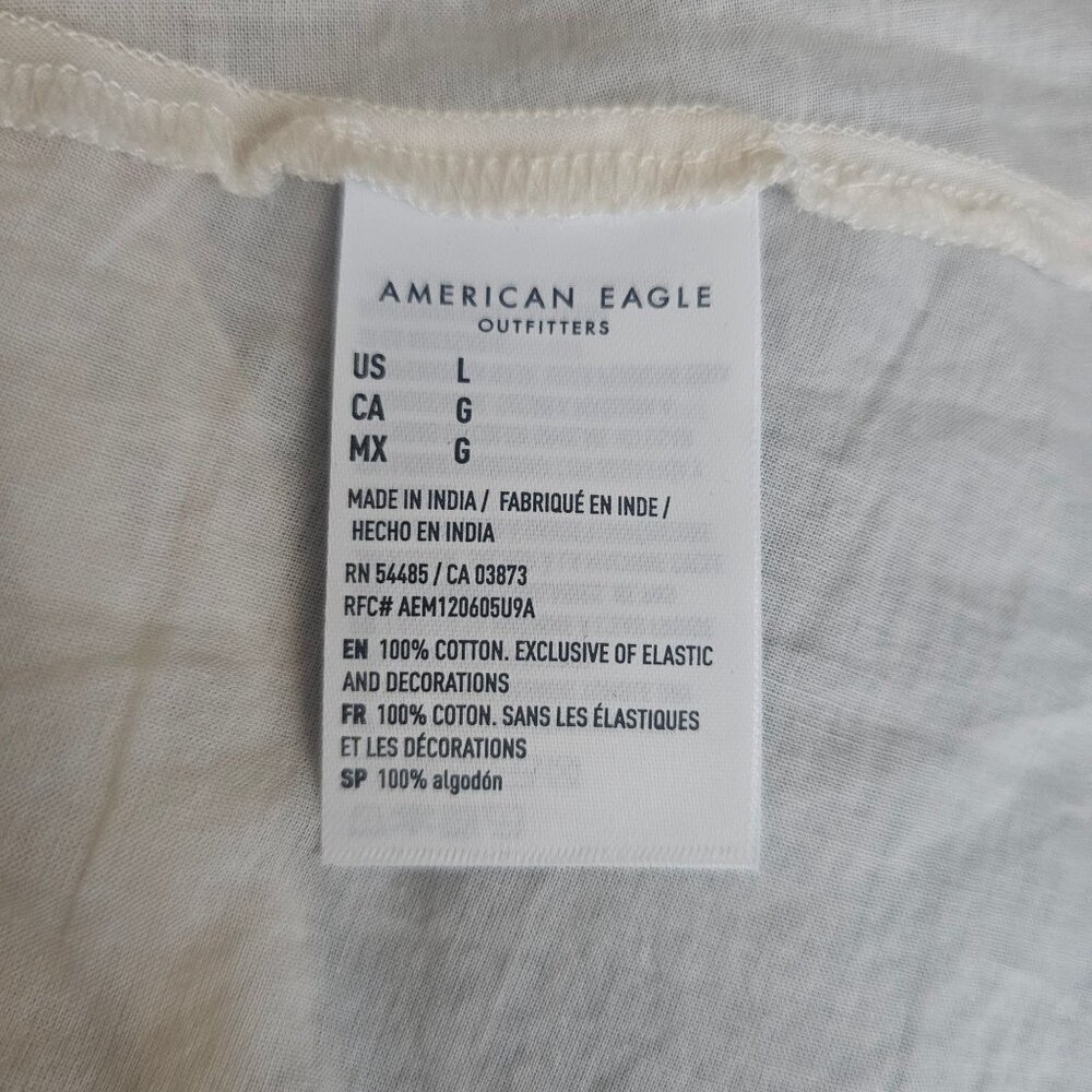 American Eagle Beige Boho Smocked Long Sleeve Mini Dress Women's Size Large - Picture 8 of 16